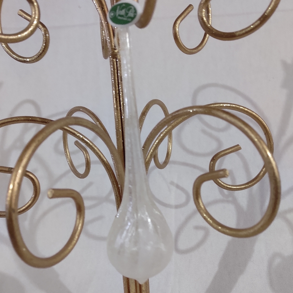 New Vintage North Pole Blown Frosted Glass, Teardrop Ornament, 6" H